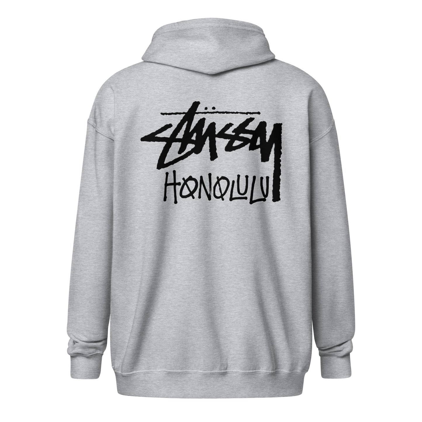 “Stussy Honolulu Fleece Zip-Up Hoodie in Grey –