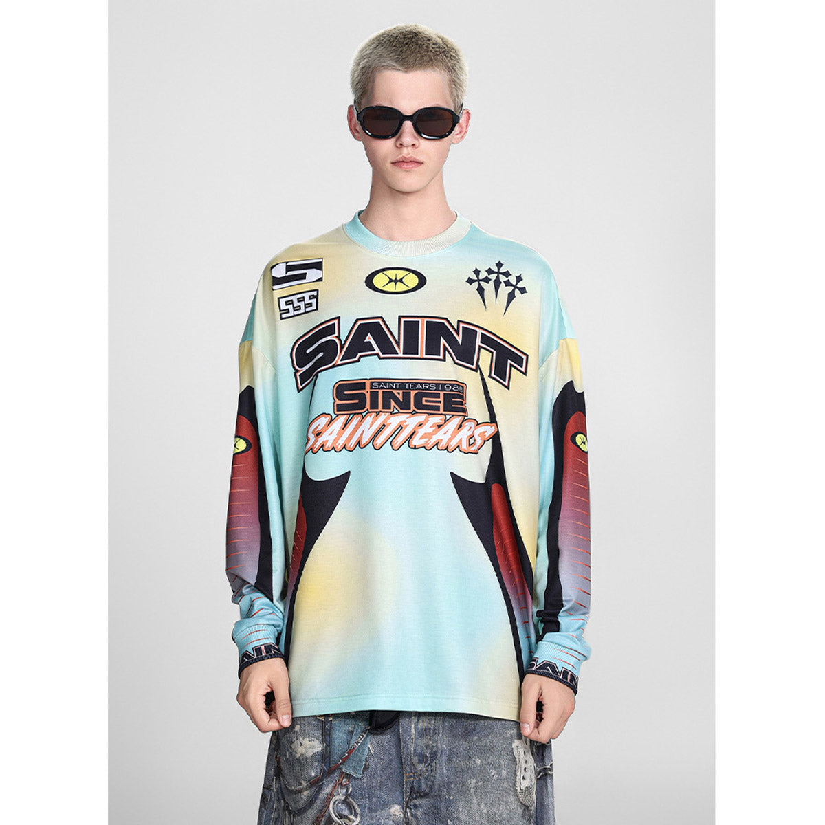 Men Long Sleeve Shirt Saint Michael Loose Long Sleeve Shirt