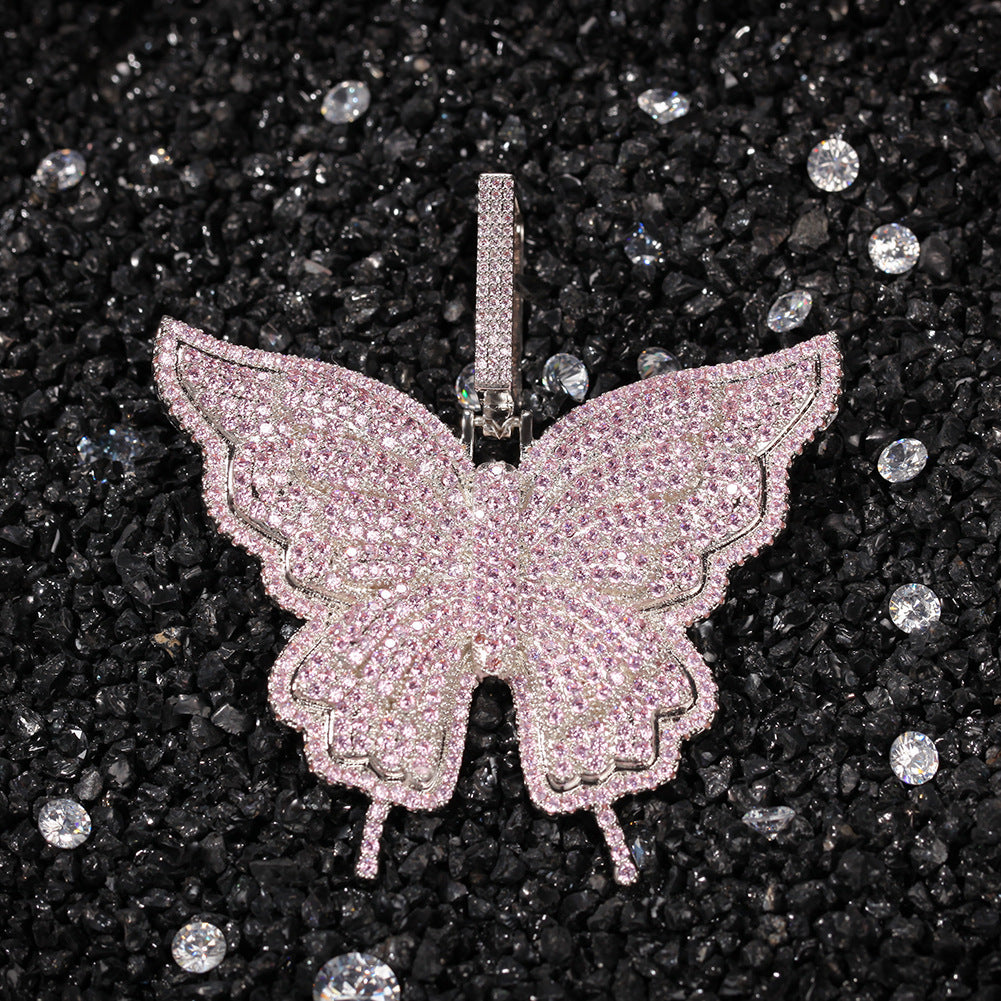 Jewelry Butterfly Pendant Necklace Hip Hop Zircon Butterfly Animal St. Valentine's