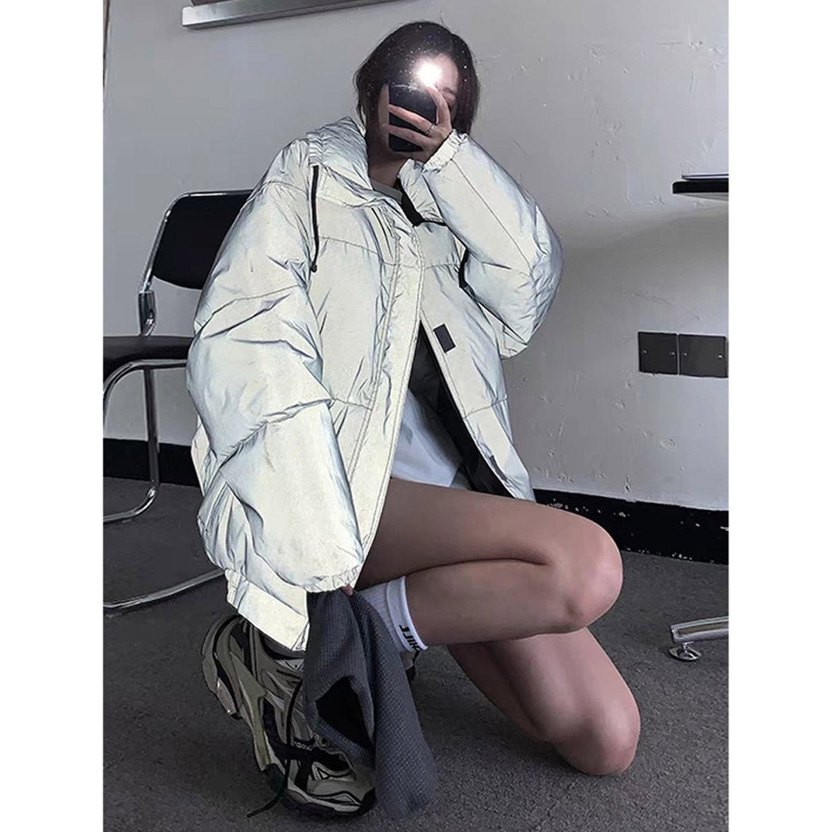 Unisex Coat FOG Reflective Winter Warm Loose Jacket