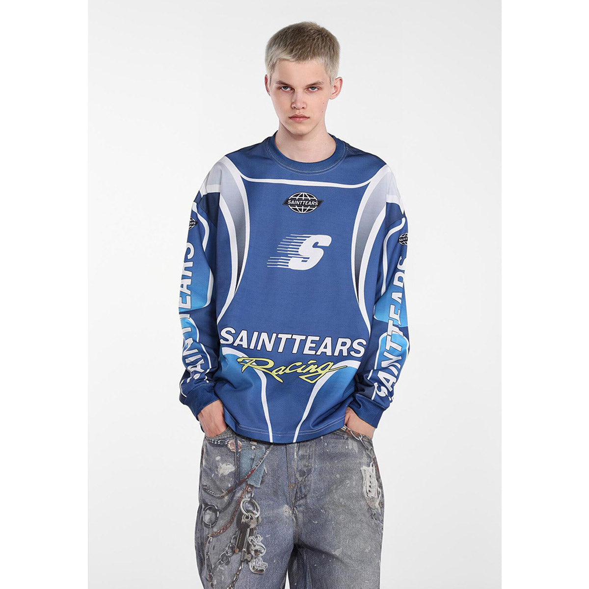 Men Long Sleeve Shirt Saint Michael Loose Long Sleeve Shirt