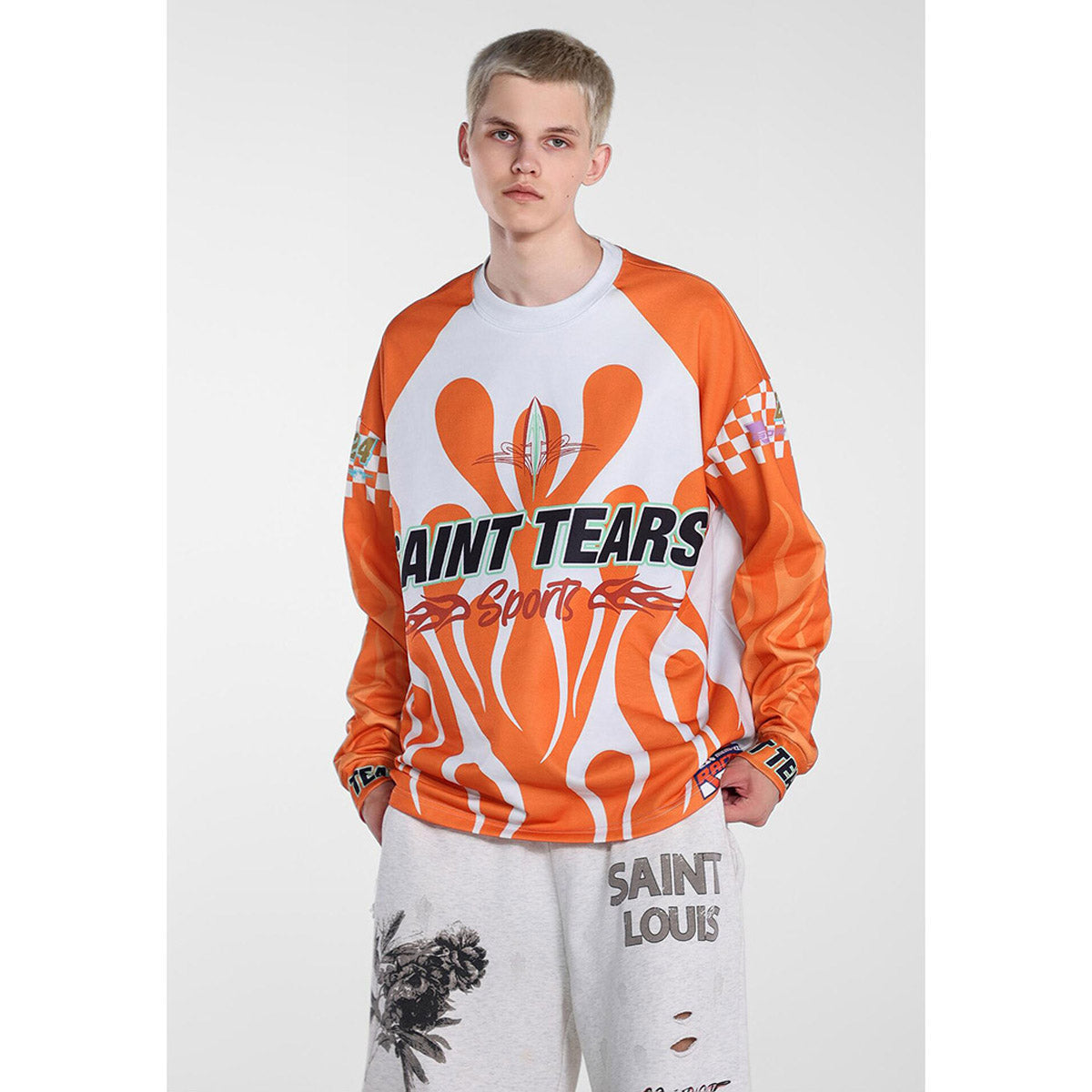 Men Long Sleeve Shirt Saint Michael Loose Long Sleeve Shirt