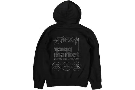 CDG Black Market x Stussy Hoodie &#8211; Black