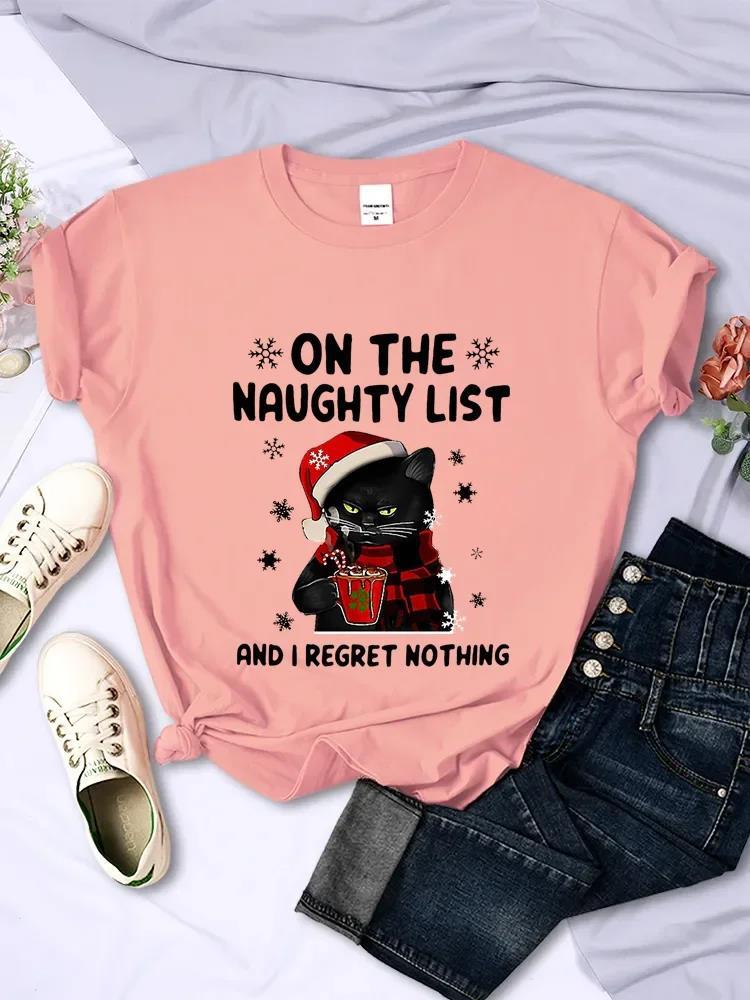 CHRISTMAS Female T-Shirts CAT ON