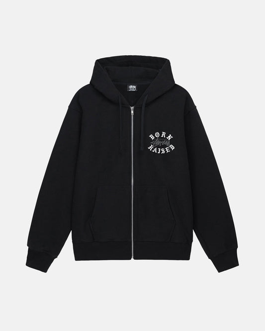 STÜSSY &#038; BORN X RAISED LOGO ZIP HOODIE BLACK