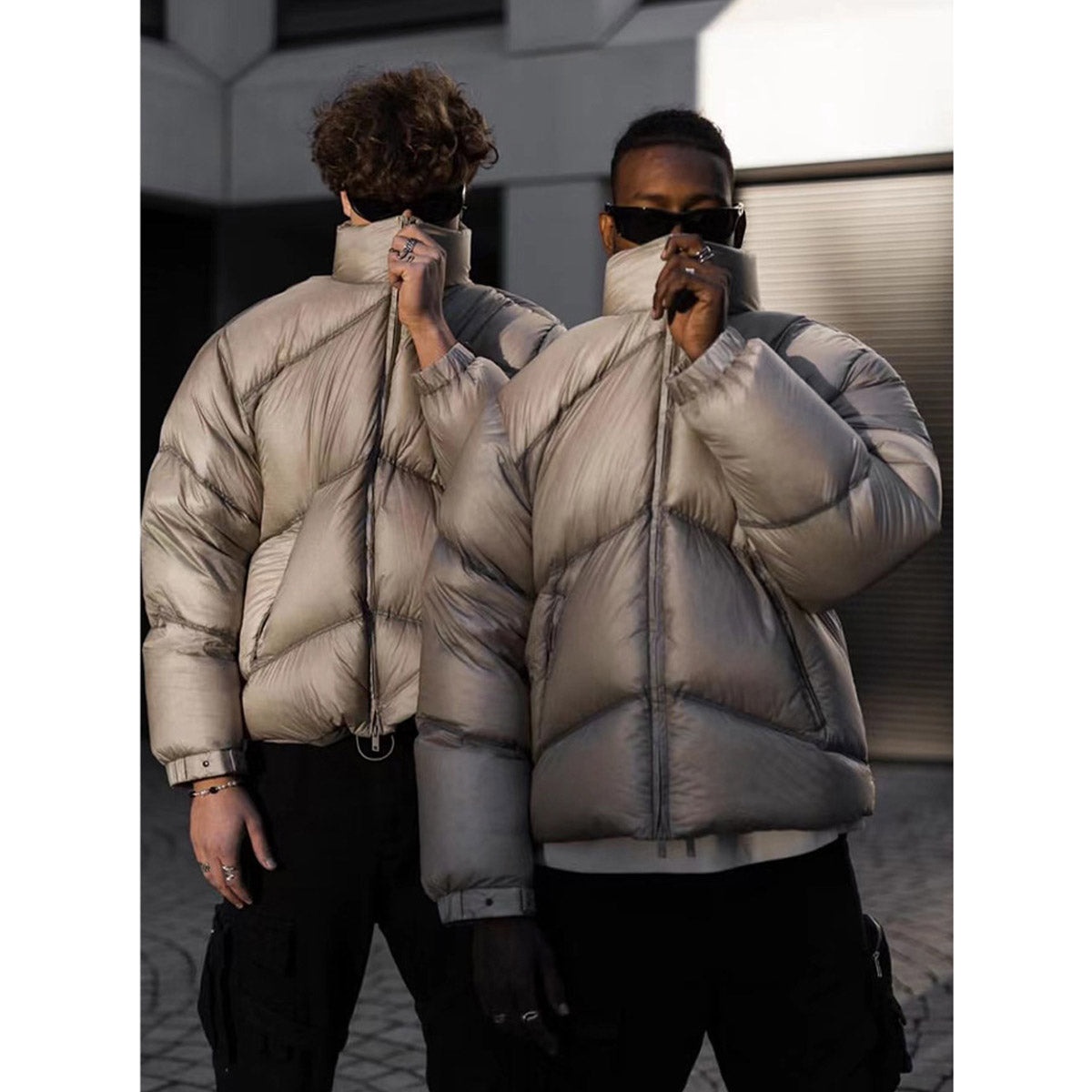 Unisex Coat Represents Stand-Up Collar Simple Coat