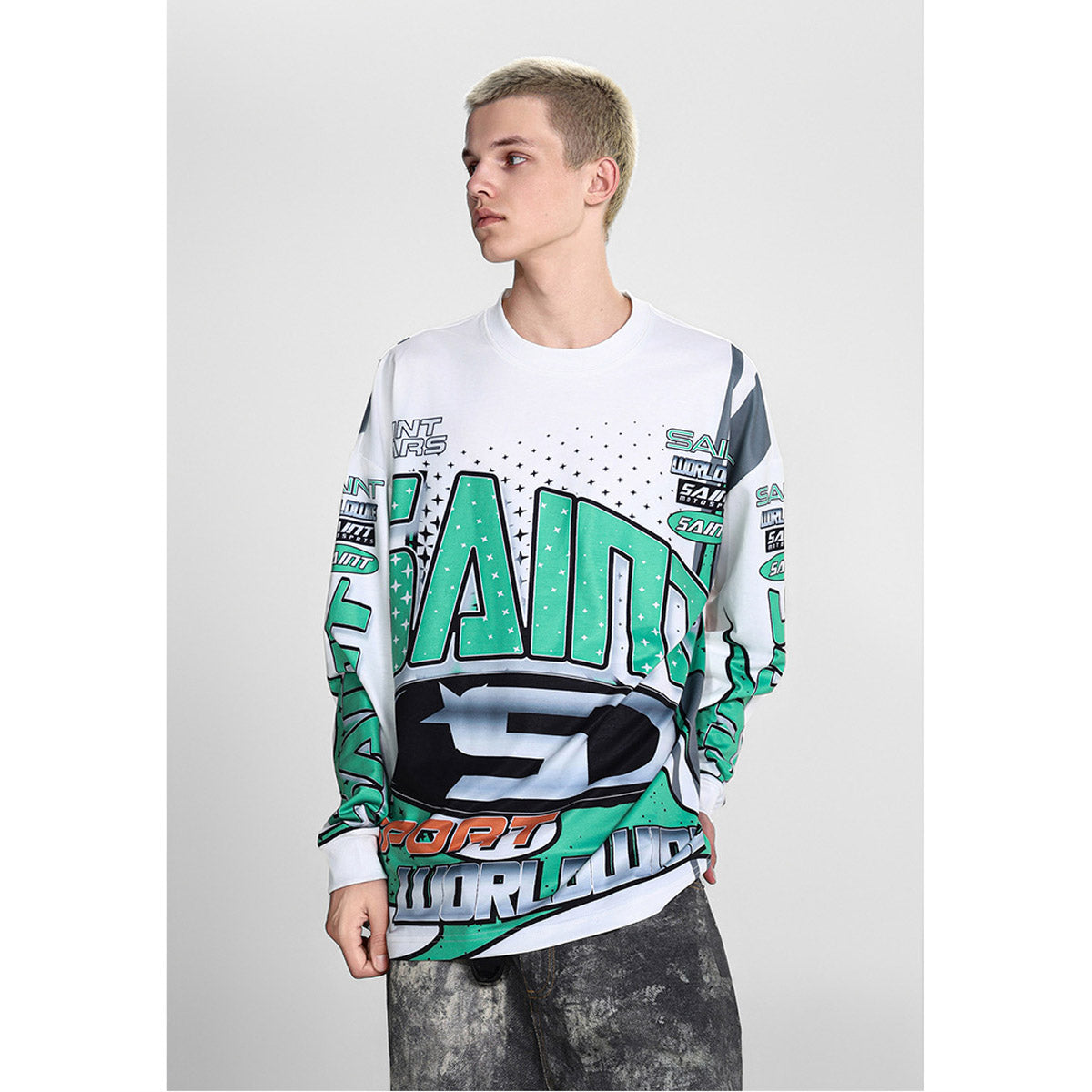 Men Long Sleeve Shirt Saint Michael Loose Long Sleeve Shirt