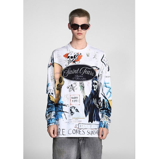Men Long Sleeve Shirt Saint Michael Loose Long Sleeve Shirt
